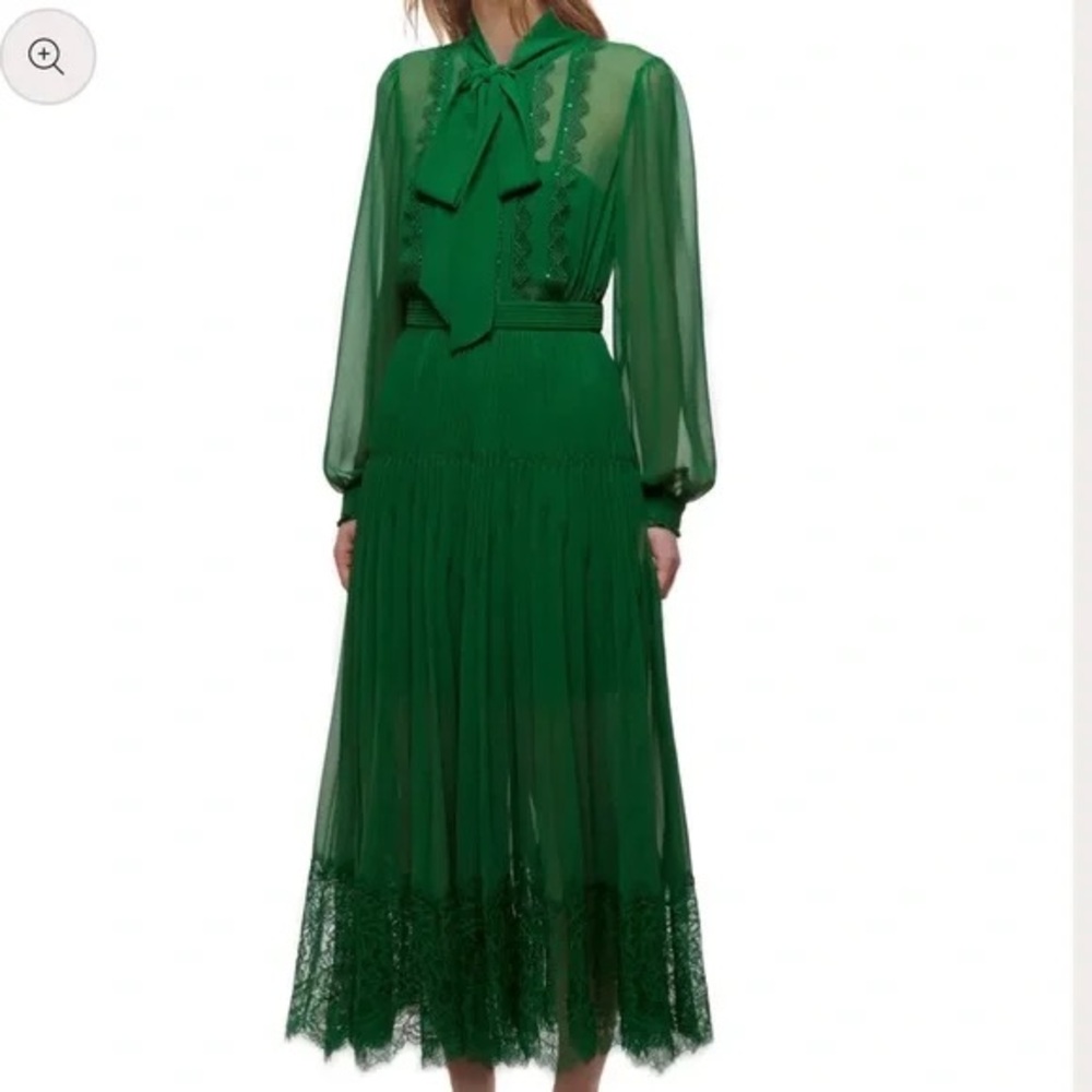 Elegant Green Sheer Midi Dress